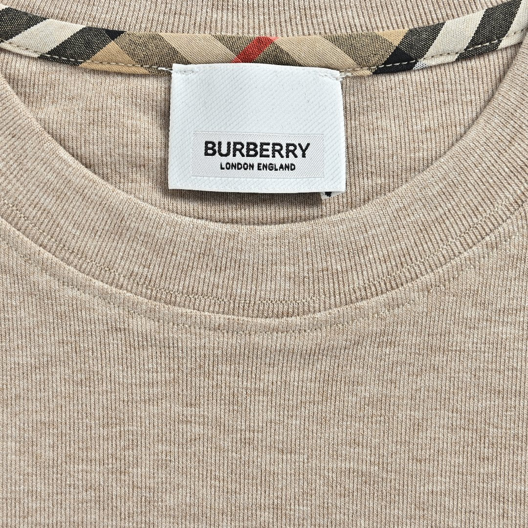 Burberry Knight-Motif Check Elbow-Patch Long-Sleeve Top | Beige