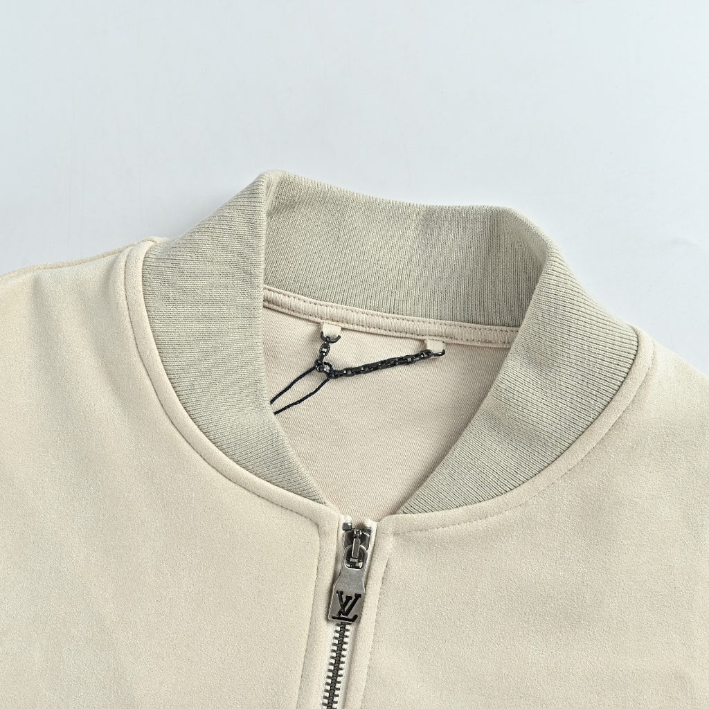 Louis Vuitton Letter-Embroidered Suede-Effect Bomber Jacket | Ivory