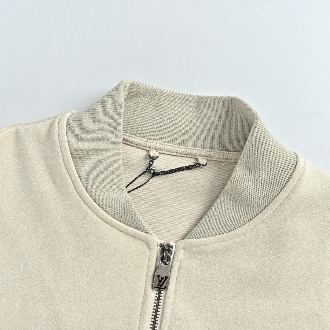 Louis Vuitton Letter-Embroidered Suede-Effect Bomber Jacket | Ivory