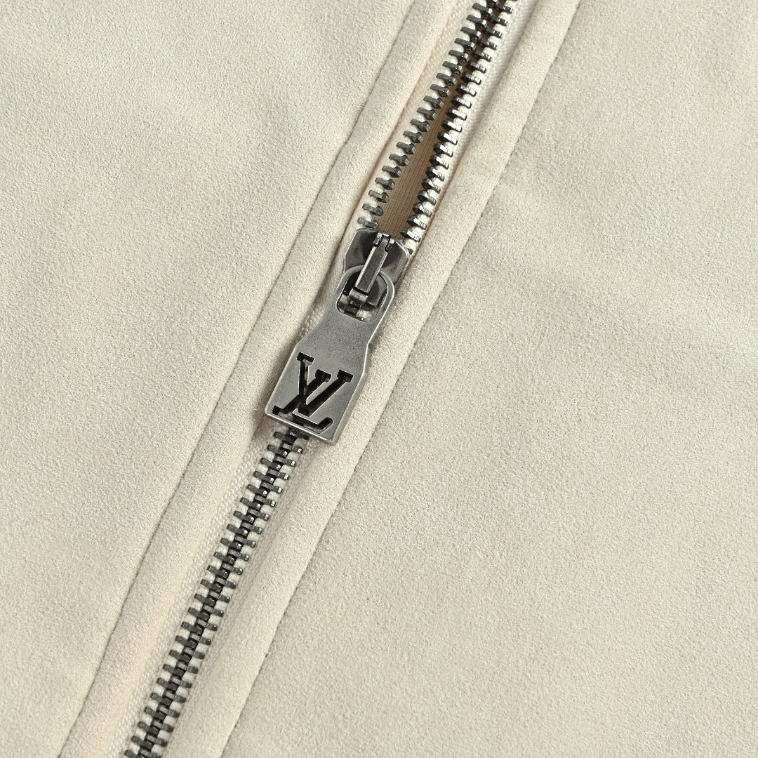 Louis Vuitton Letter-Embroidered Suede-Effect Bomber Jacket | Ivory