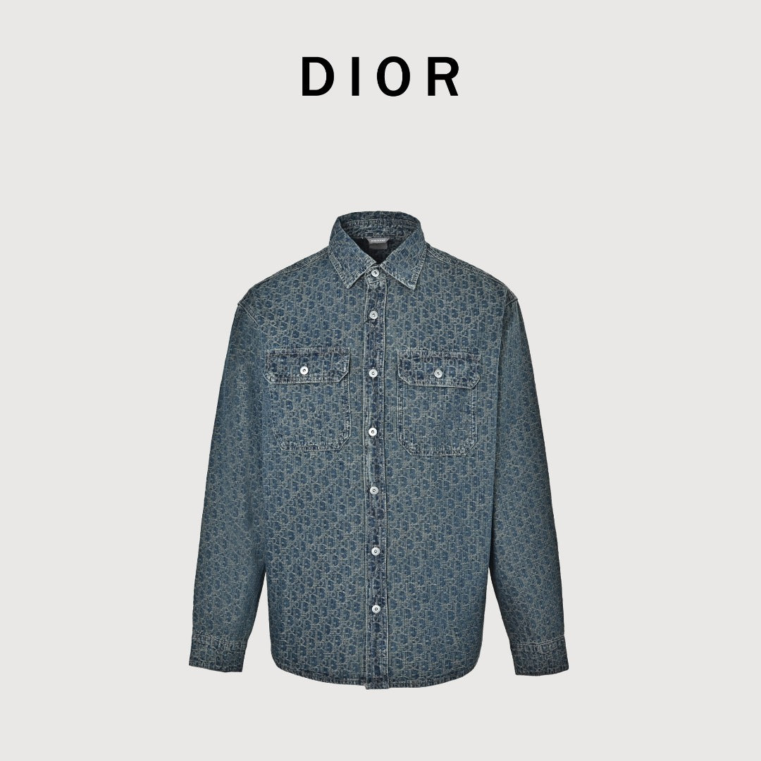 Dior Oblique All-Over Jacquard Denim Shirt Jacket | Blue