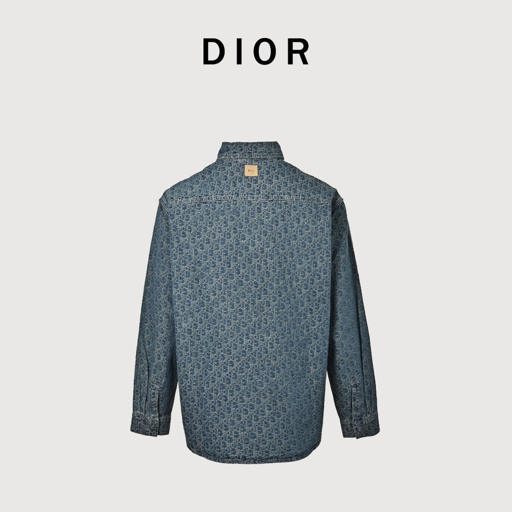 Dior Oblique All-Over Jacquard Denim Shirt Jacket | Blue
