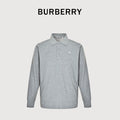 Burberry Men's Placket-Embroidered Long-Sleeve Polo Shirt | Light Grey