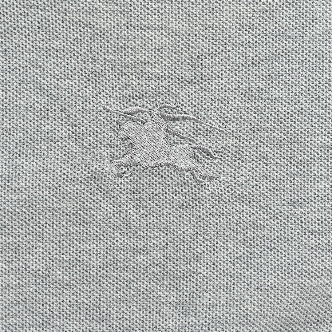 Burberry Men's Placket-Embroidered Long-Sleeve Polo Shirt | Light Grey