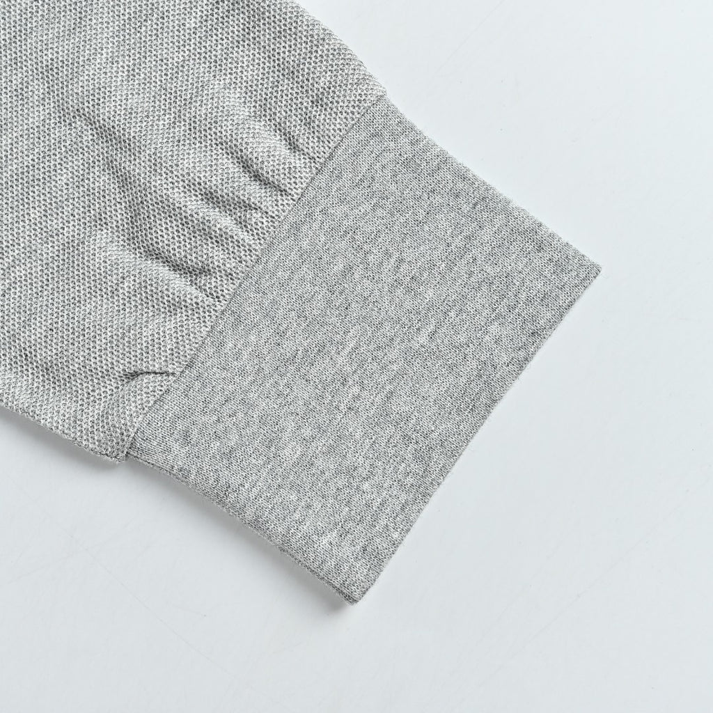 Burberry Men's Placket-Embroidered Long-Sleeve Polo Shirt | Light Grey