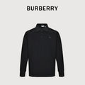 Burberry Men's Placket-Embroidered Long-Sleeve Polo Shirt | Black