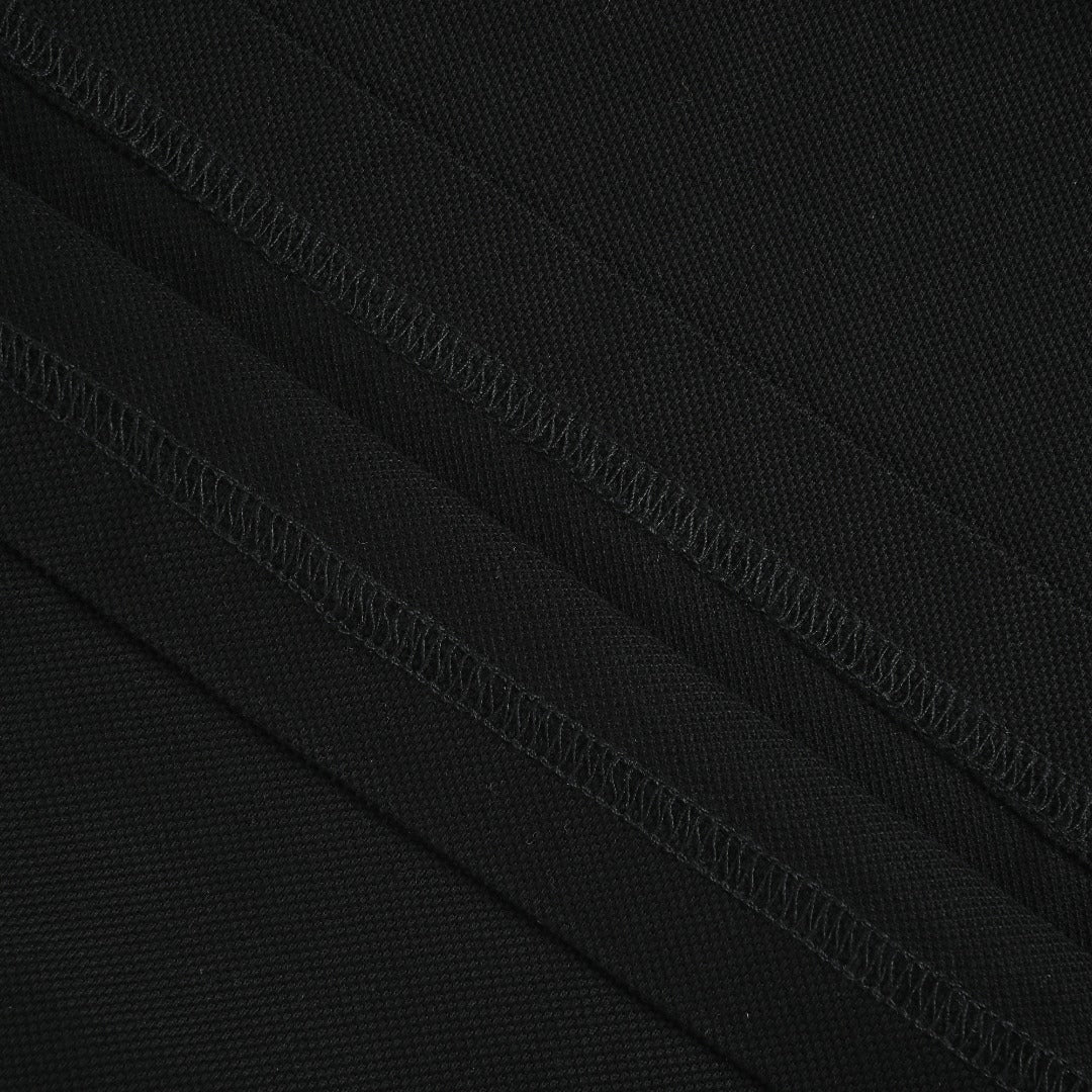Burberry Men's Placket-Embroidered Long-Sleeve Polo Shirt | Black