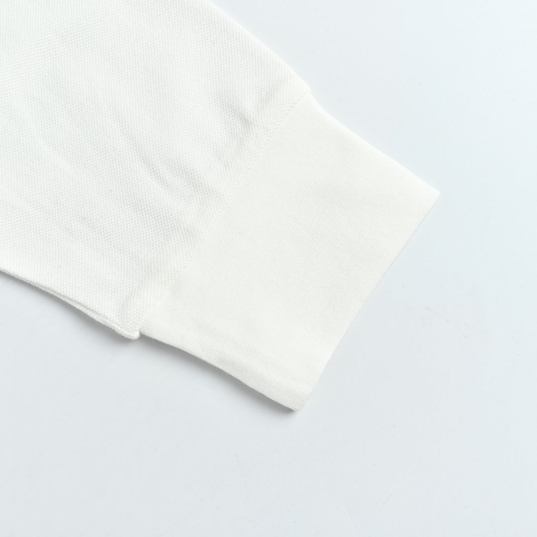 Burberry Men's Placket-Embroidered Long-Sleeve Polo Shirt | White