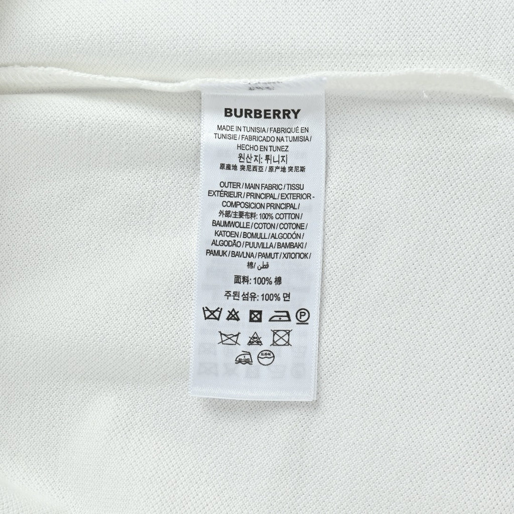Burberry Men's Placket-Embroidered Long-Sleeve Polo Shirt | White