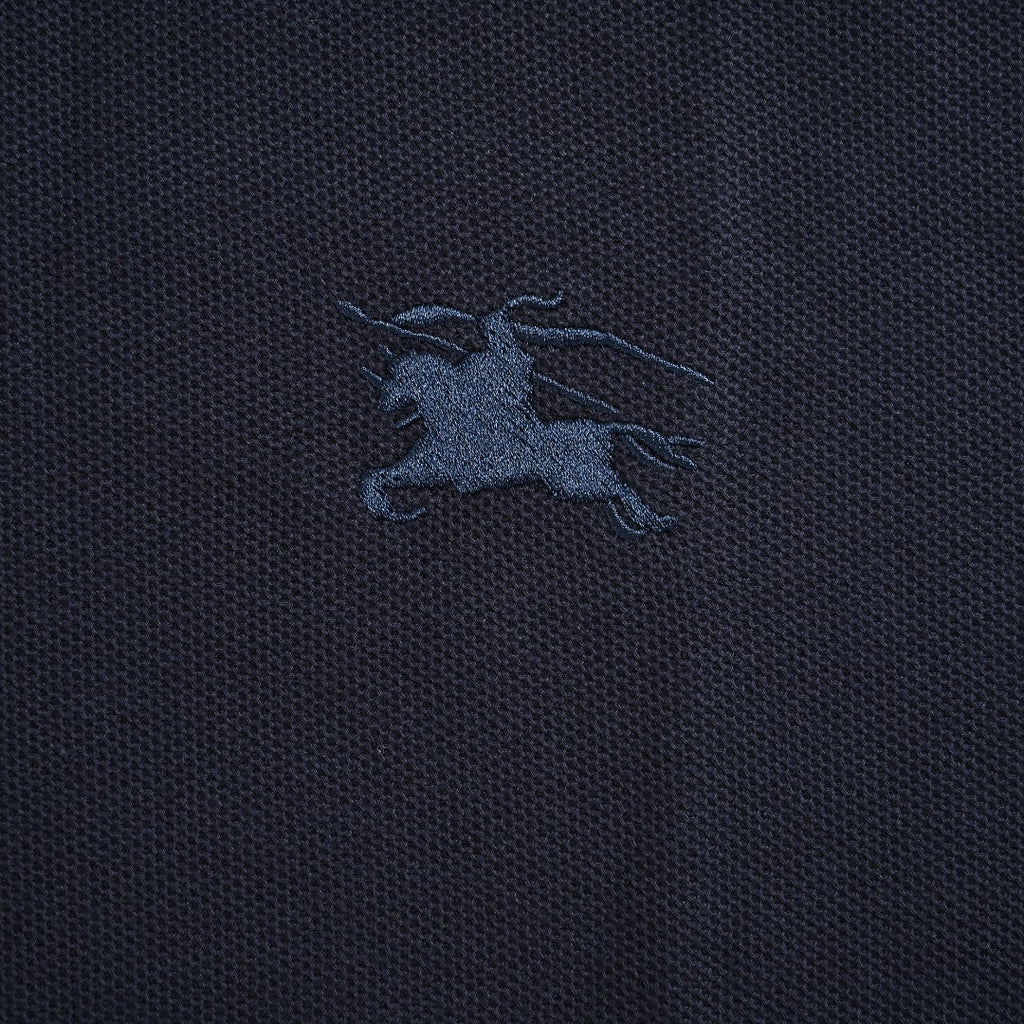 Burberry Men's Placket-Embroidered Long-Sleeve Polo Shirt | Navy