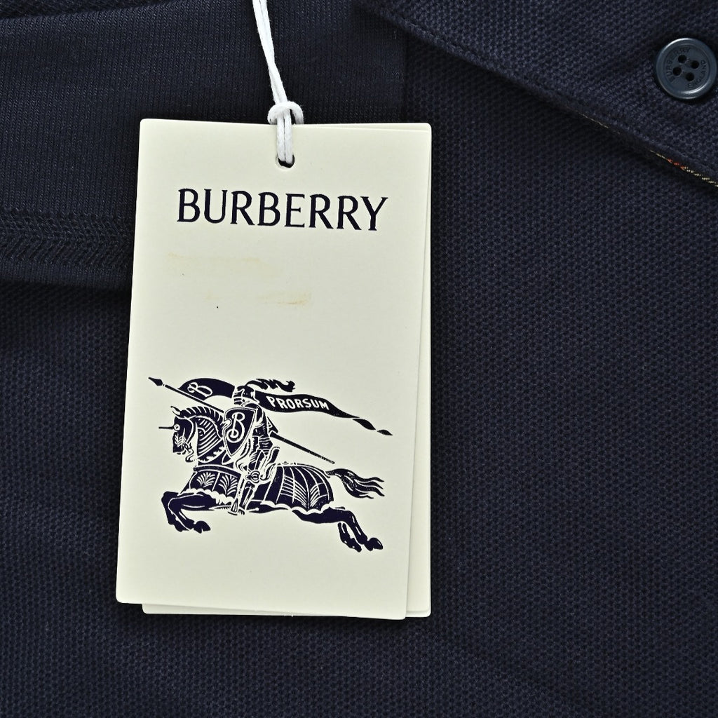 Burberry Men's Placket-Embroidered Long-Sleeve Polo Shirt | Navy