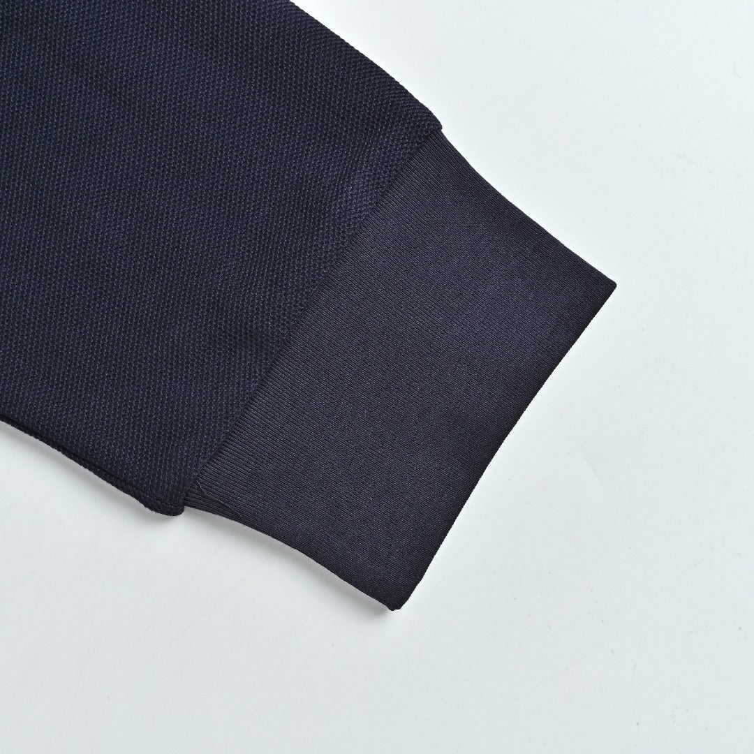 Burberry Men's Placket-Embroidered Long-Sleeve Polo Shirt | Navy