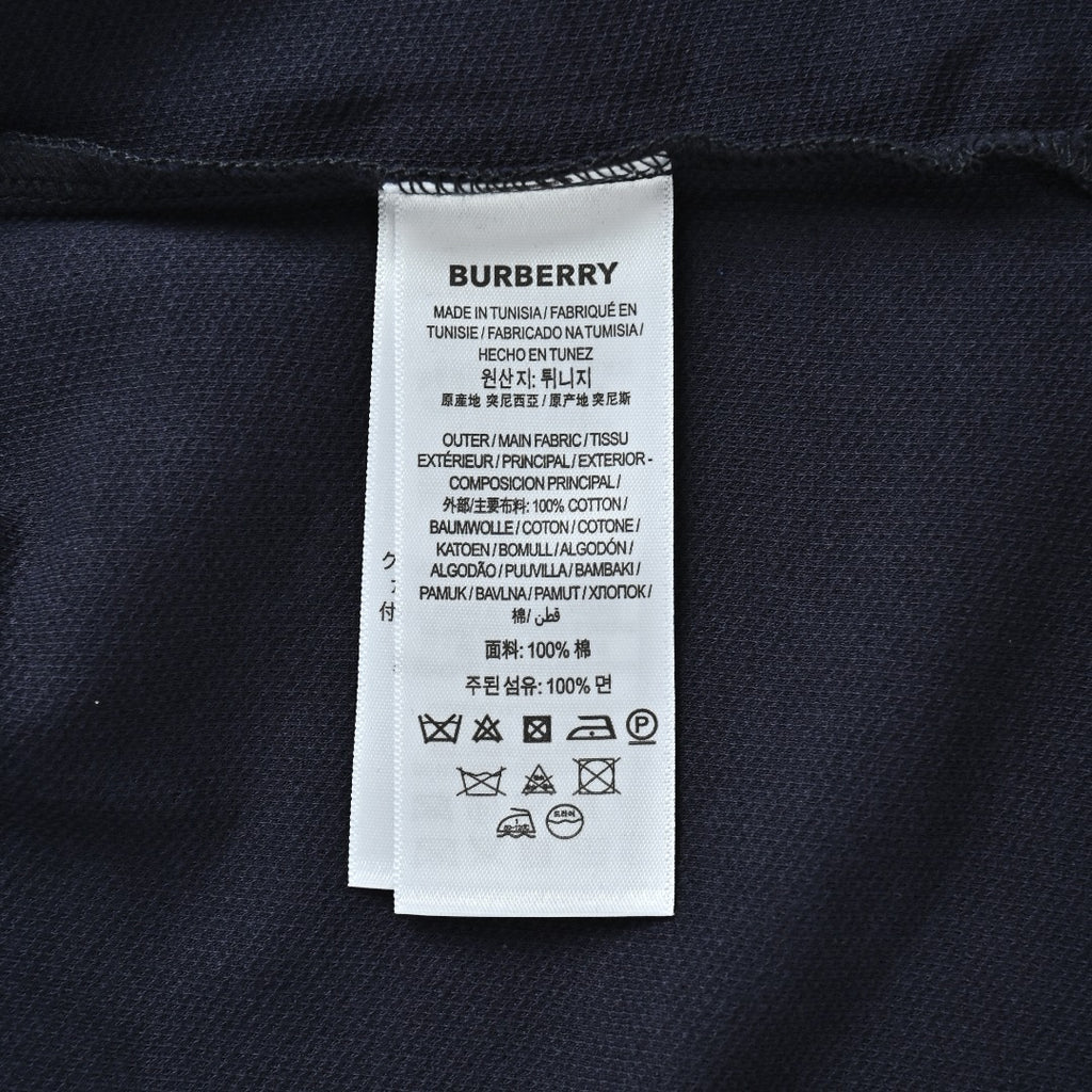 Burberry Men's Placket-Embroidered Long-Sleeve Polo Shirt | Navy