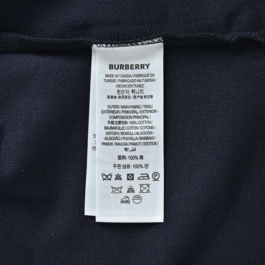 Burberry Men's Placket-Embroidered Long-Sleeve Polo Shirt | Navy