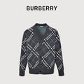 Burberry Diamond-Check Jacquard Knit Cardigan | Black & Grey