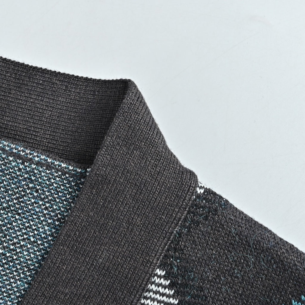 Burberry Diamond-Check Jacquard Knit Cardigan | Black & Grey
