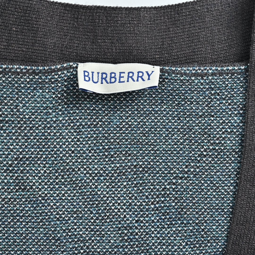 Burberry Diamond-Check Jacquard Knit Cardigan | Black & Grey