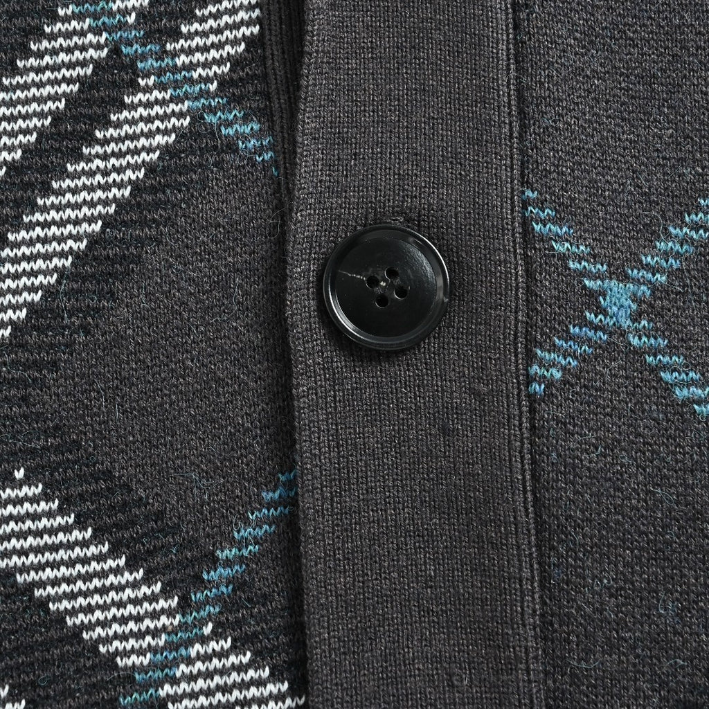 Burberry Diamond-Check Jacquard Knit Cardigan | Black & Grey