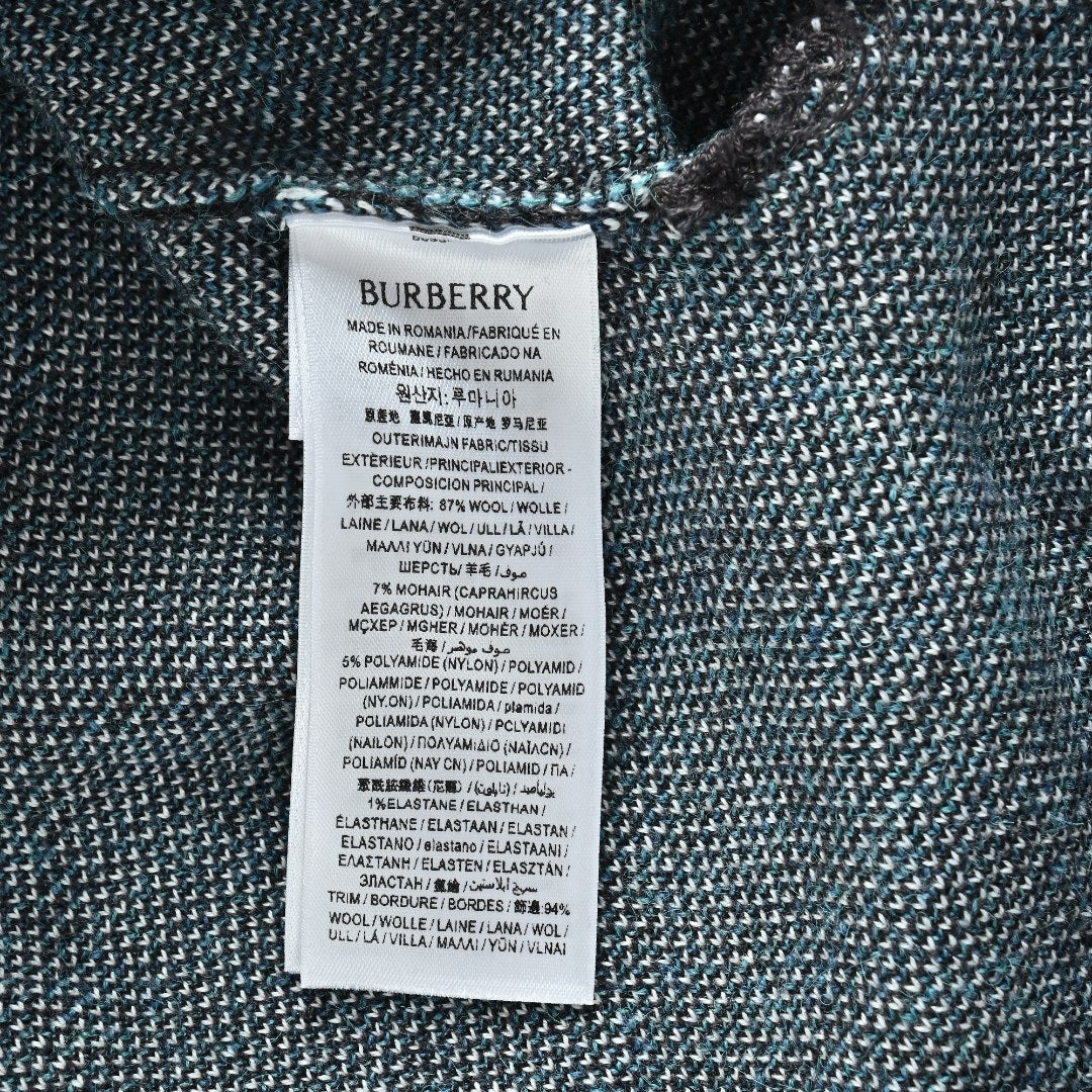 Burberry Diamond-Check Jacquard Knit Cardigan | Black & Grey
