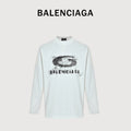 Balenciaga Cutwork-Embroidered Ink-Splatter Long-Sleeve T-Shirt | White