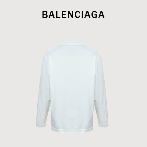 Balenciaga Cutwork-Embroidered Ink-Splatter Long-Sleeve T-Shirt | White