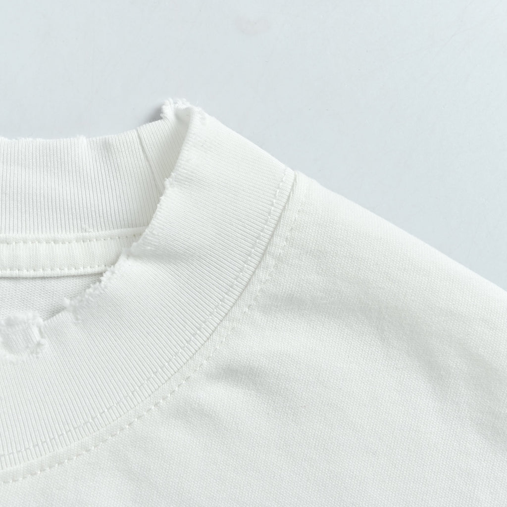 Balenciaga Cutwork-Embroidered Ink-Splatter Long-Sleeve T-Shirt | White