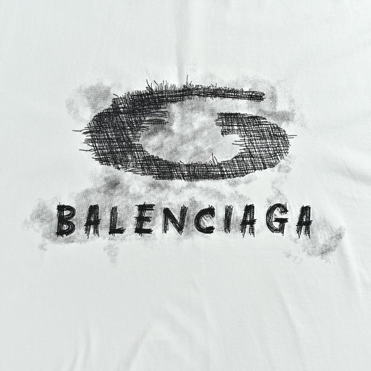 Balenciaga Cutwork-Embroidered Ink-Splatter Long-Sleeve T-Shirt | White