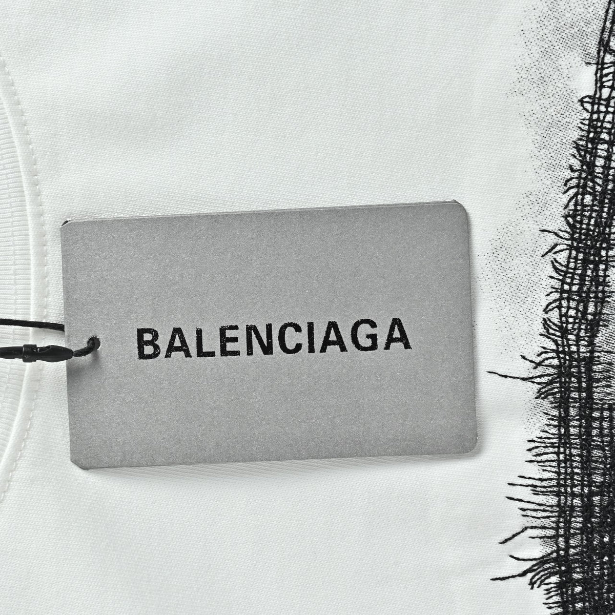 Balenciaga Cutwork-Embroidered Ink-Splatter Long-Sleeve T-Shirt | White