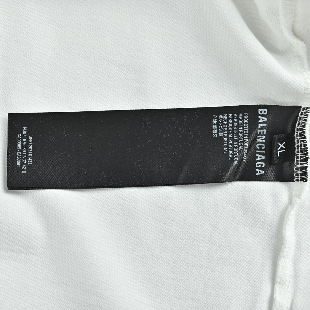 Balenciaga Cutwork-Embroidered Ink-Splatter Long-Sleeve T-Shirt | White