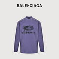 Balenciaga Cutwork-Embroidered Ink-Splatter Long-Sleeve T-Shirt | Purple