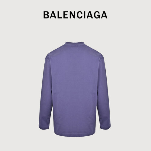 Balenciaga Cutwork-Embroidered Ink-Splatter Long-Sleeve T-Shirt | Purple