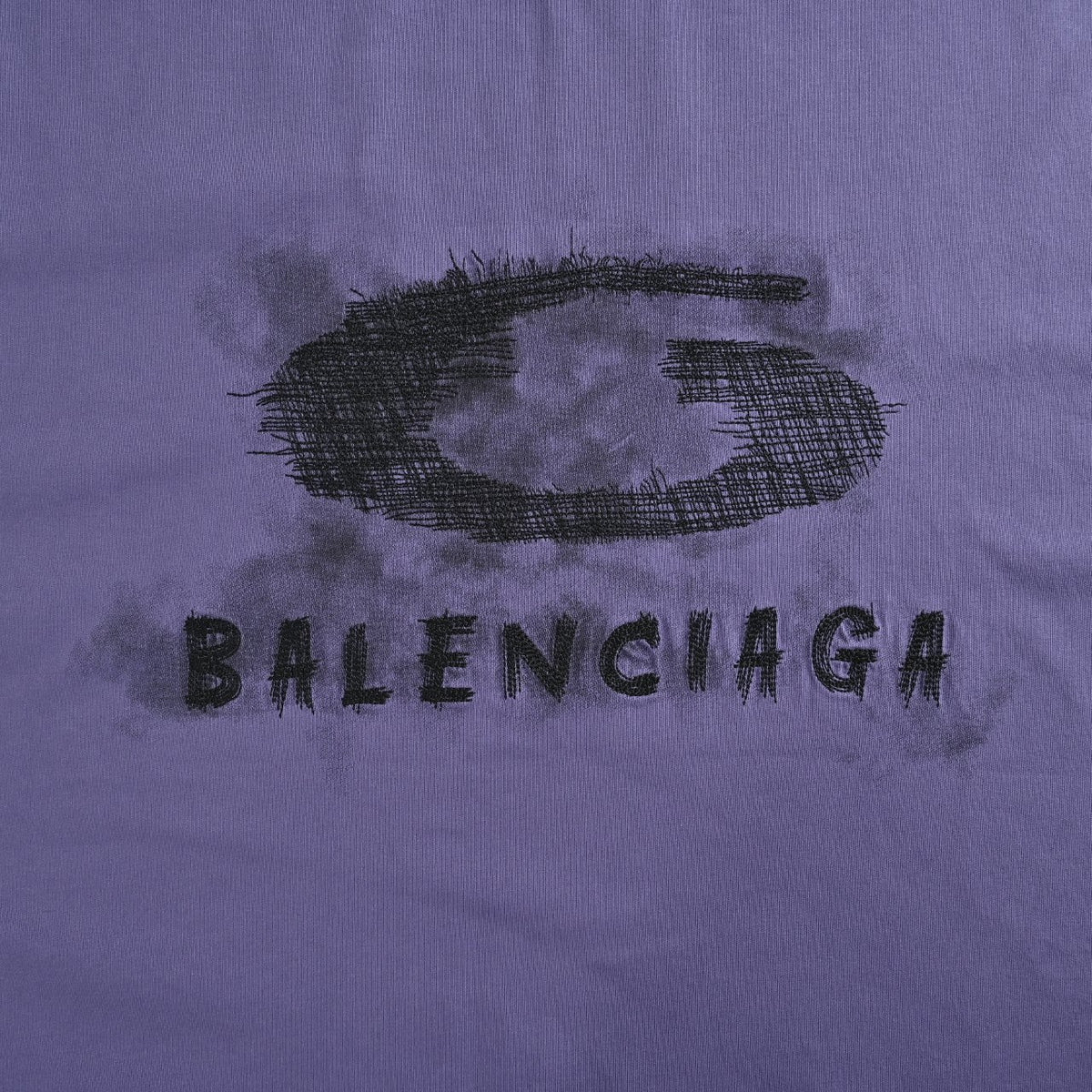 Balenciaga Cutwork-Embroidered Ink-Splatter Long-Sleeve T-Shirt | Purple
