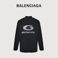 Balenciaga Cutwork-Embroidered Ink-Splatter Long-Sleeve T-Shirt | Black