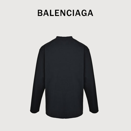 Balenciaga Cutwork-Embroidered Ink-Splatter Long-Sleeve T-Shirt | Black