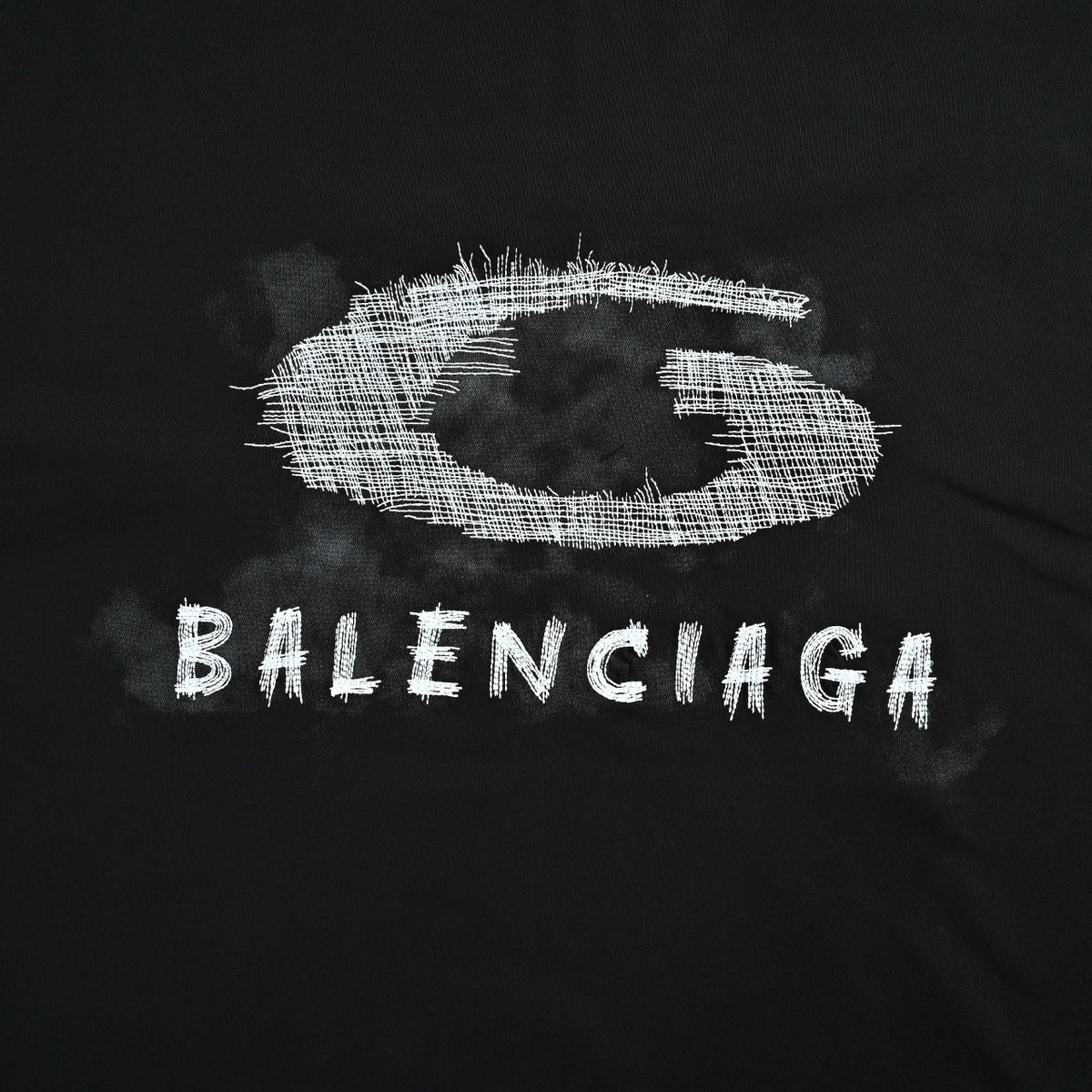 Balenciaga Cutwork-Embroidered Ink-Splatter Long-Sleeve T-Shirt | Black