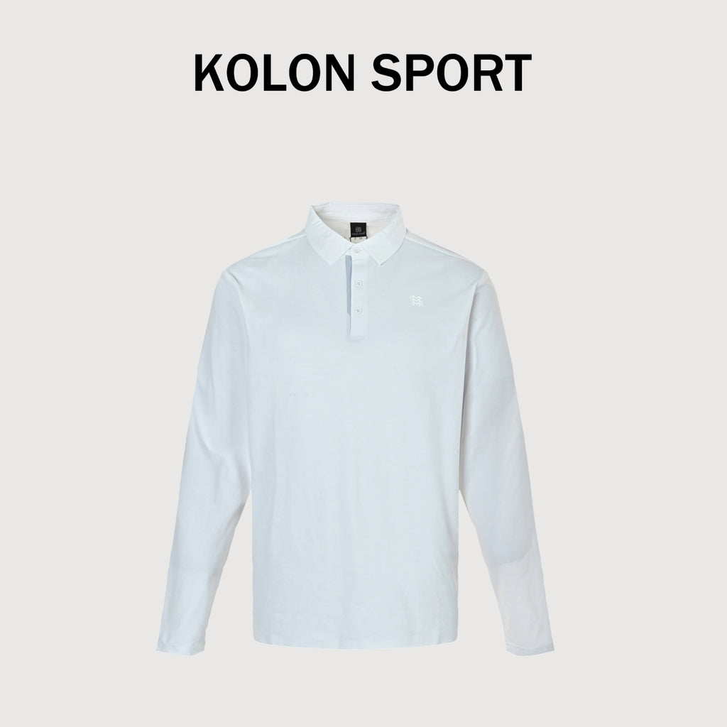 KOLON SPORT Men's SECO Long-Sleeve Zip-Neck Polo | White