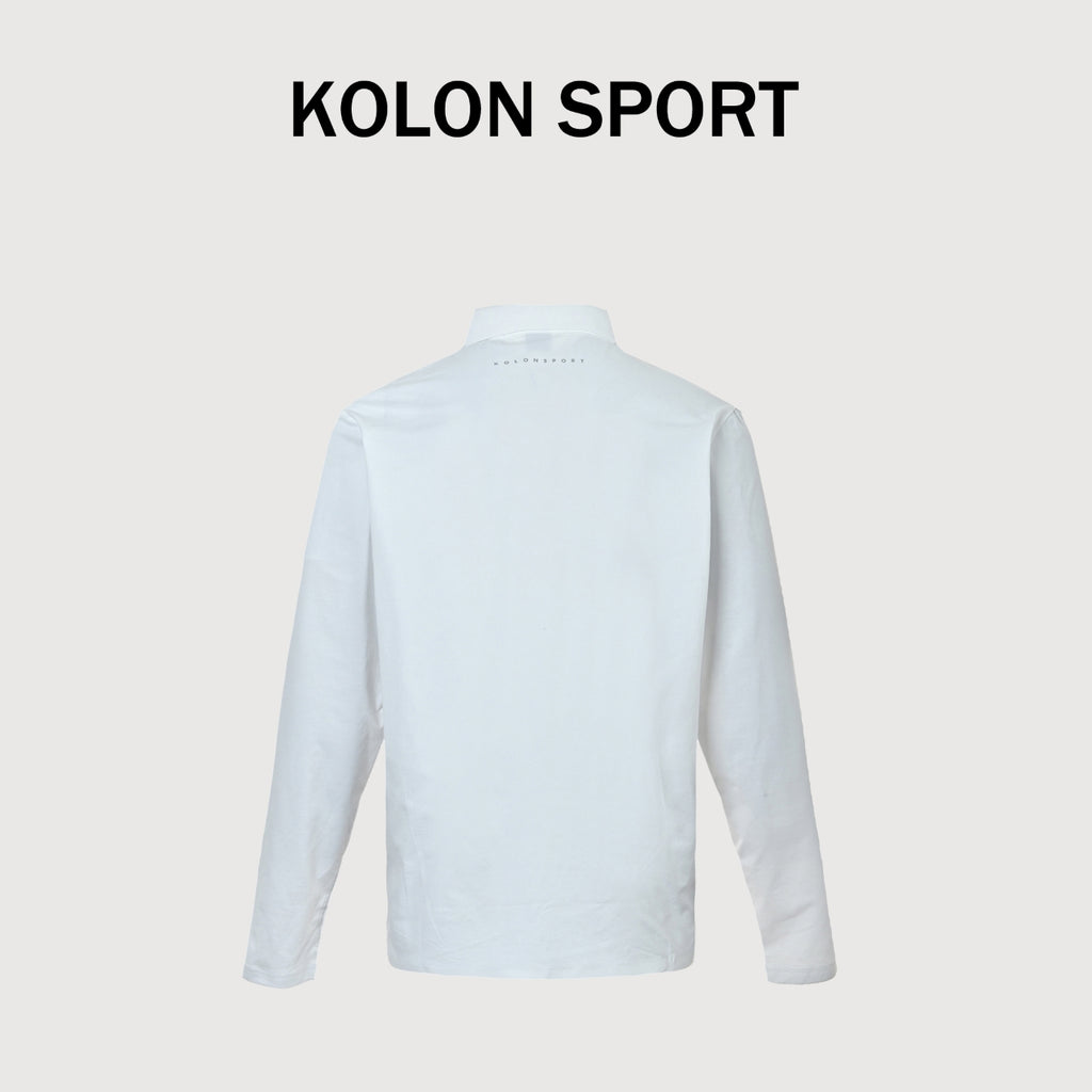 KOLON SPORT Men's SECO Long-Sleeve Zip-Neck Polo | White