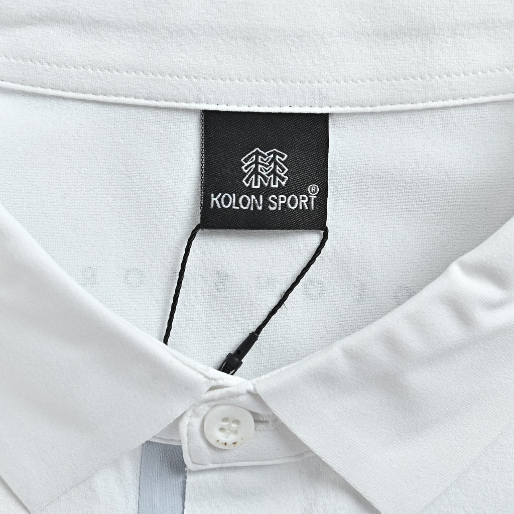 KOLON SPORT Men's SECO Long-Sleeve Zip-Neck Polo | White