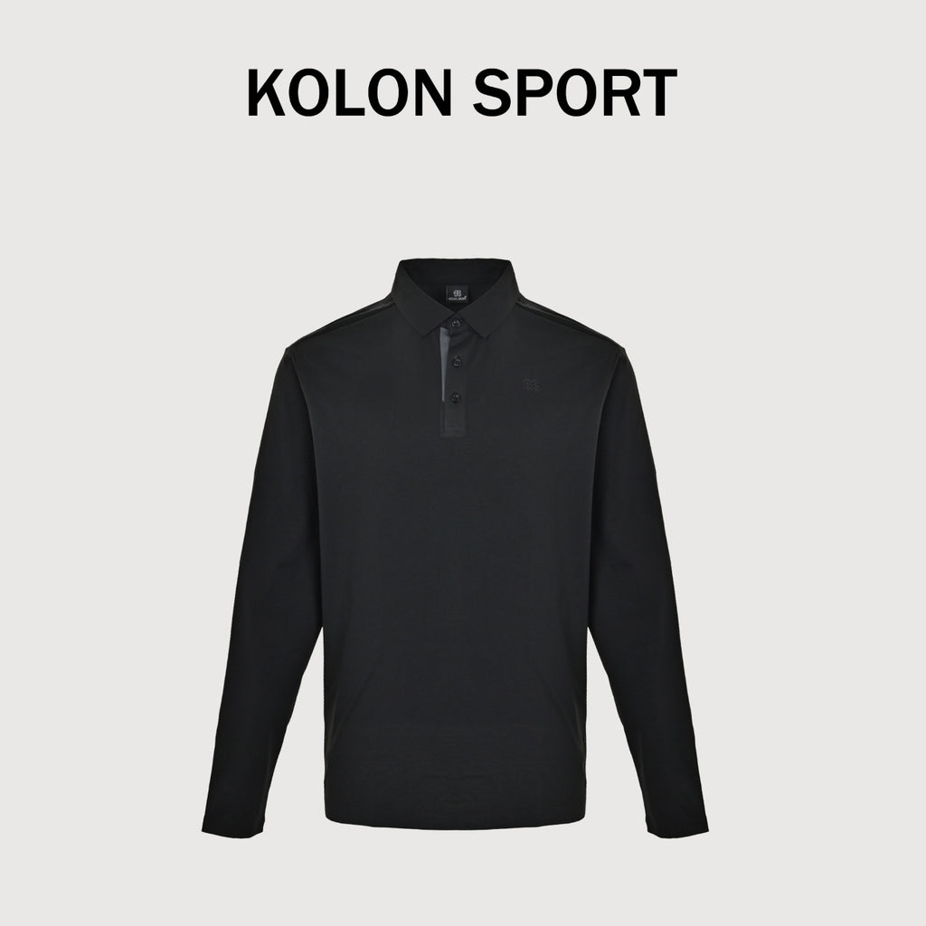 KOLON SPORT Men's SECO Long-Sleeve Zip-Neck Polo | Black