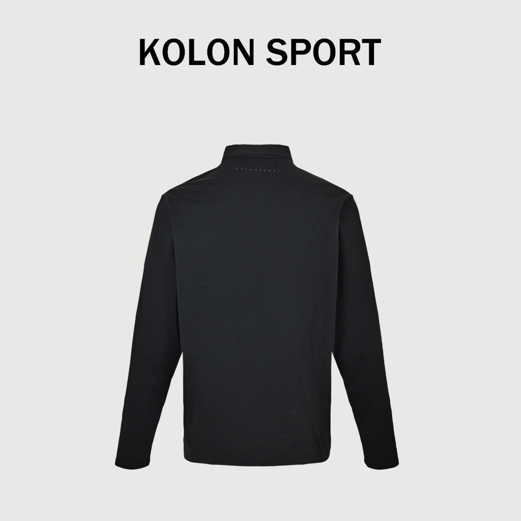 KOLON SPORT Men's SECO Long-Sleeve Zip-Neck Polo | Black