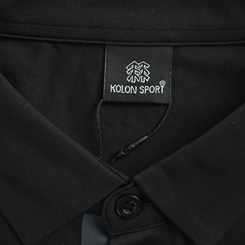 KOLON SPORT Men's SECO Long-Sleeve Zip-Neck Polo | Black