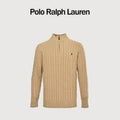 Ralph Lauren Pony-Logo Cable-Knit Half-Zip Sweater | Camel