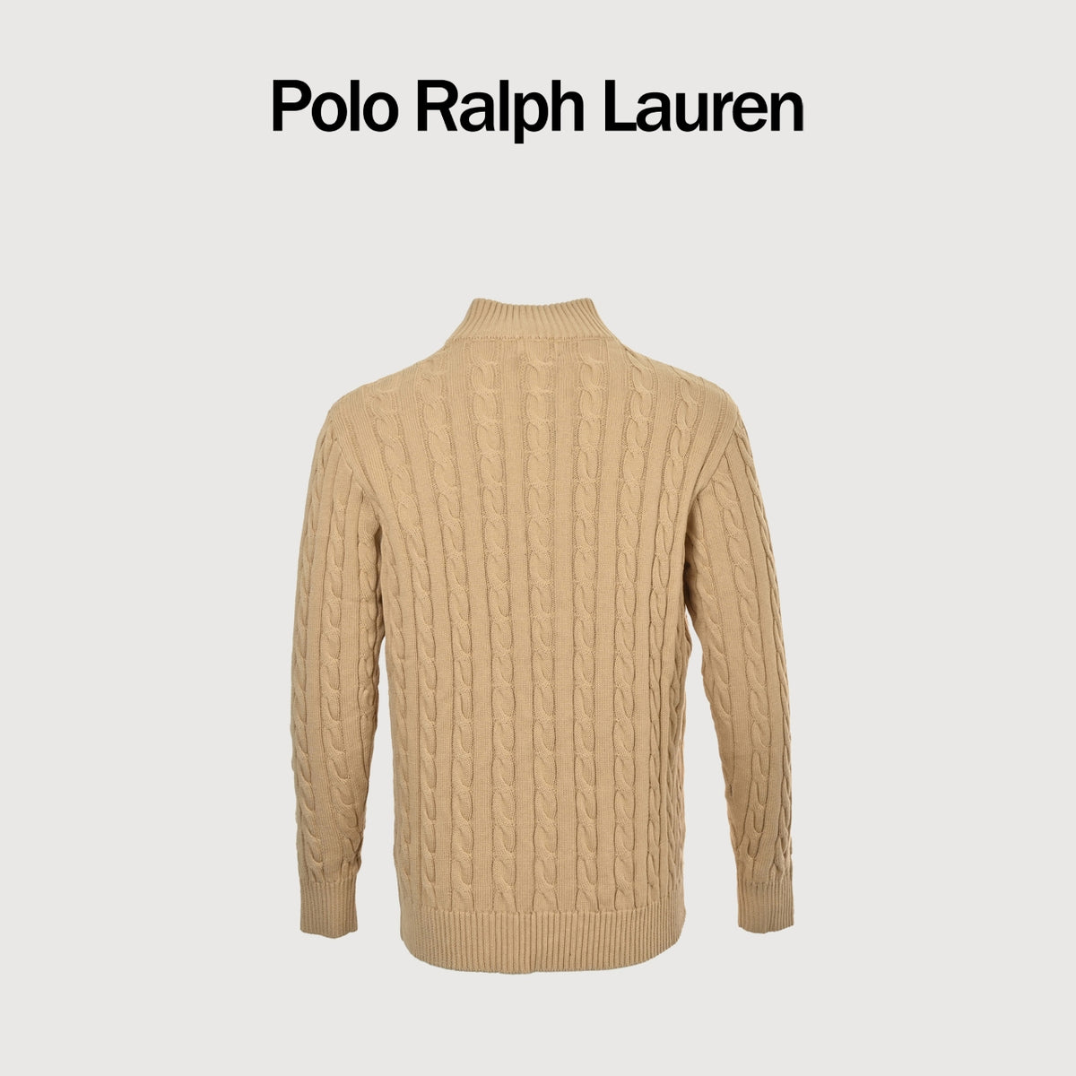 Ralph Lauren Pony-Logo Cable-Knit Half-Zip Sweater | Camel