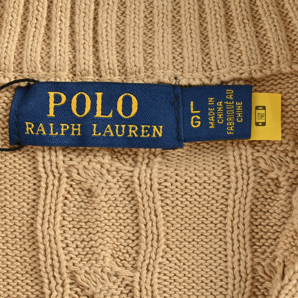 Ralph Lauren Pony-Logo Cable-Knit Half-Zip Sweater | Camel
