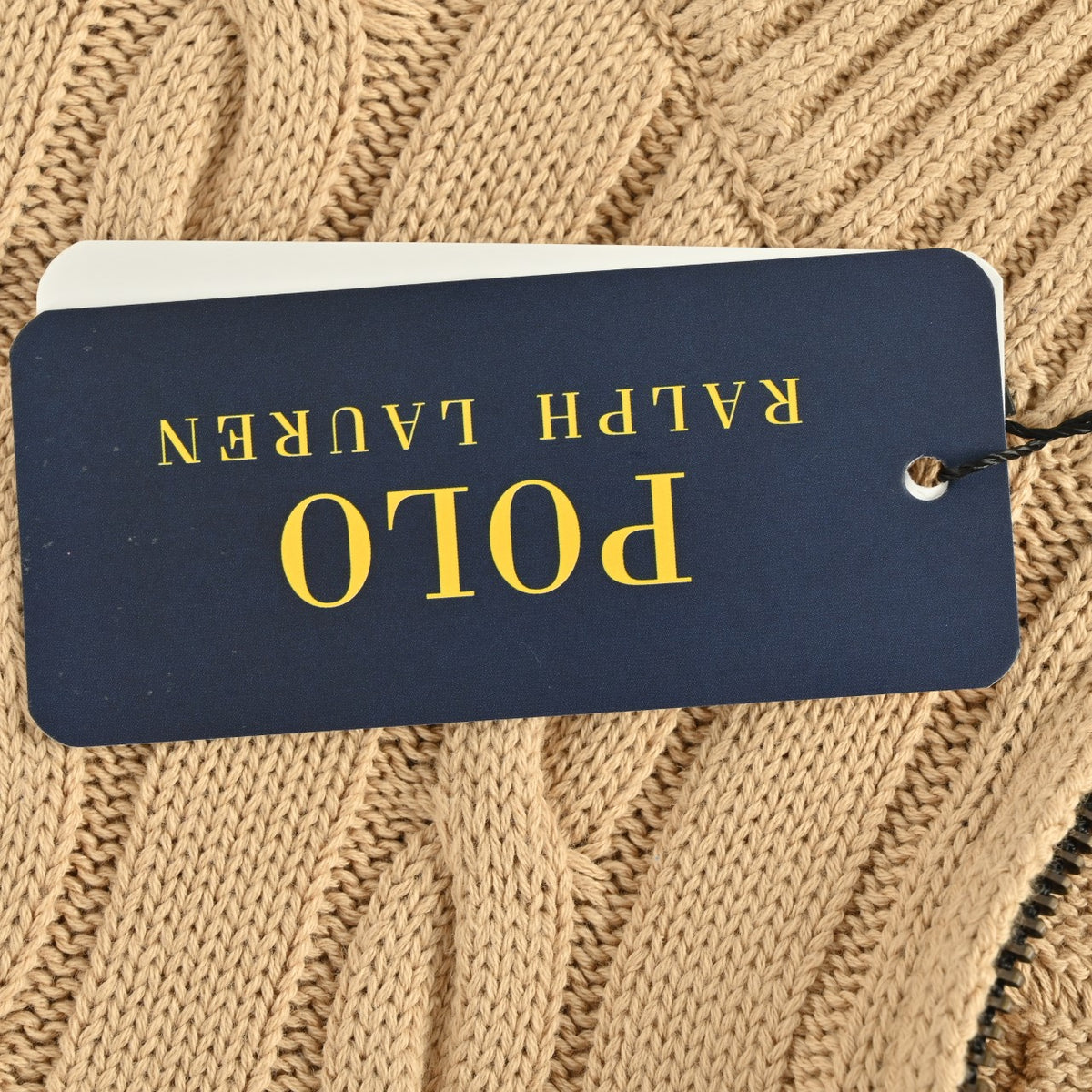 Ralph Lauren Pony-Logo Cable-Knit Half-Zip Sweater | Camel