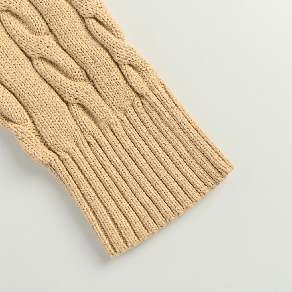 Ralph Lauren Pony-Logo Cable-Knit Half-Zip Sweater | Camel