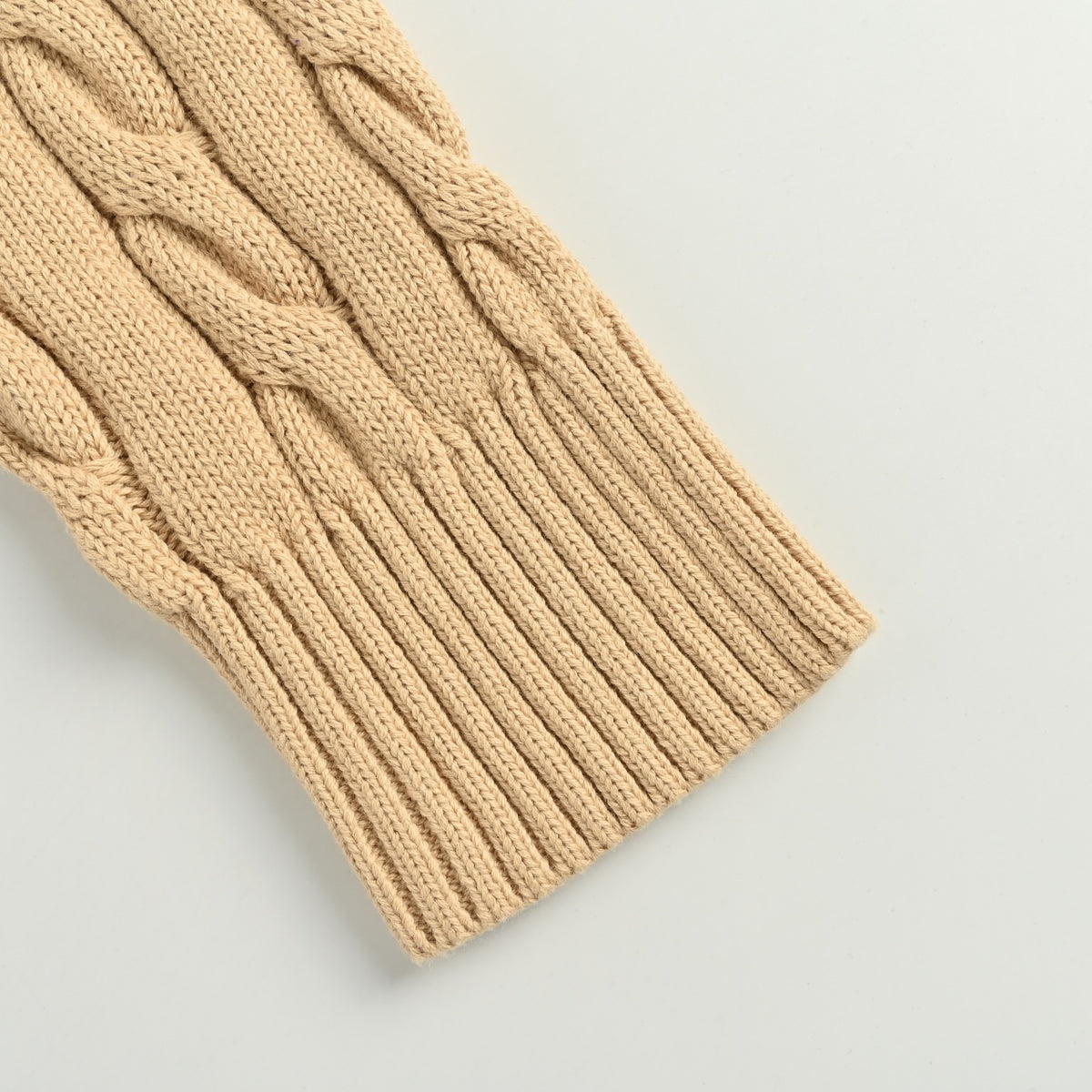 Ralph Lauren Pony-Logo Cable-Knit Half-Zip Sweater | Camel