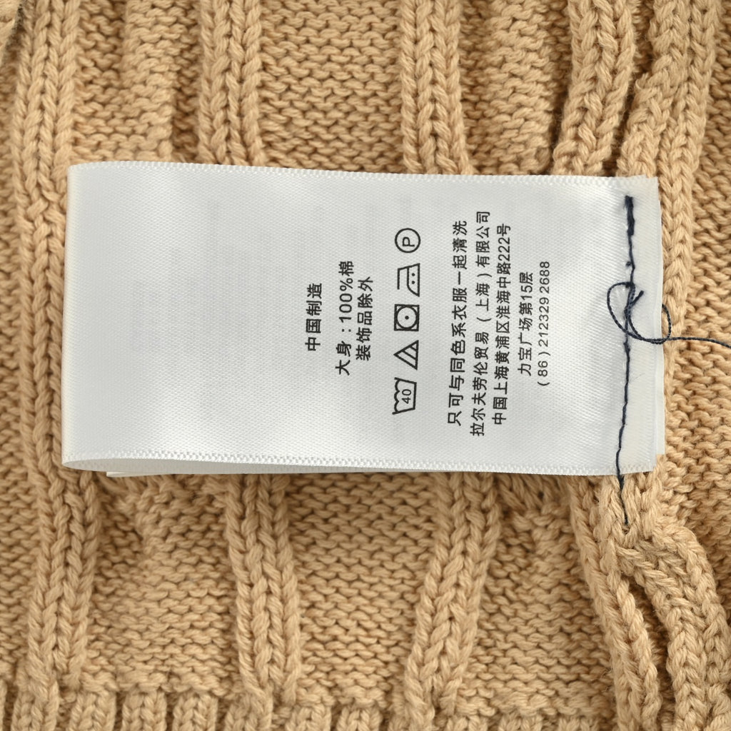 Ralph Lauren Pony-Logo Cable-Knit Half-Zip Sweater | Camel