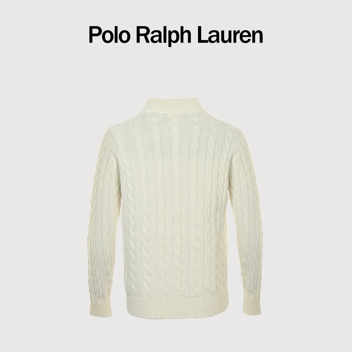 Ralph Lauren Pony-Logo Cable-Knit Half-Zip Sweater | Ivory
