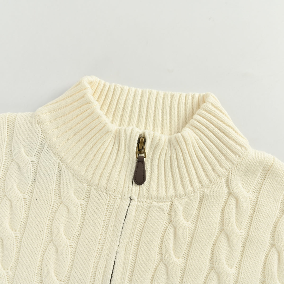 Ralph Lauren Pony-Logo Cable-Knit Half-Zip Sweater | Ivory